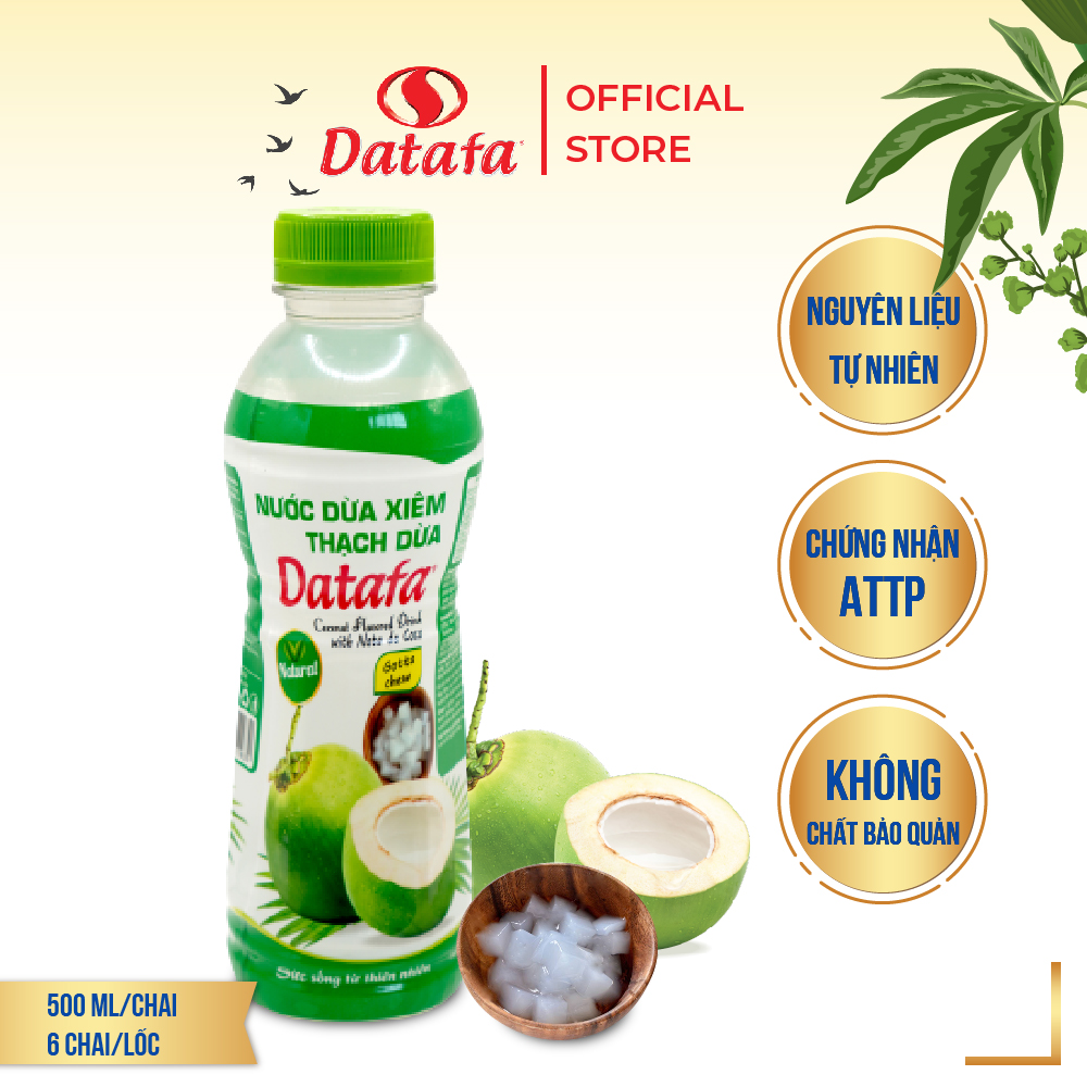 Nước Dừa Xiêm Thạch Dừa DATAFA - Thùng 24 Chai 500ml