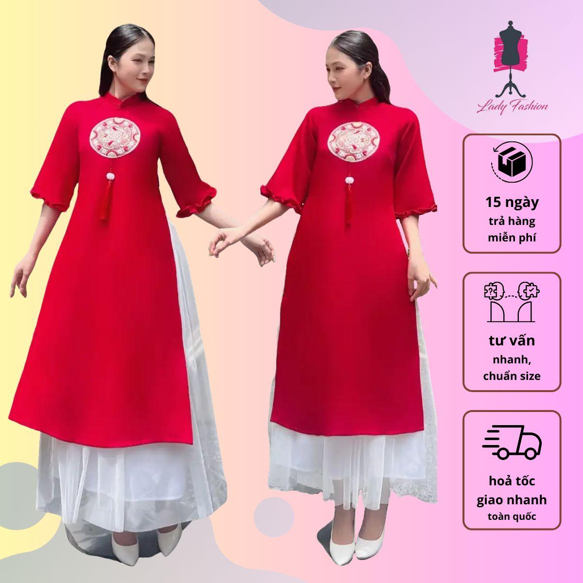 Áo dài cách tân dáng suông phúc lộc AD059 - LADY FASHION