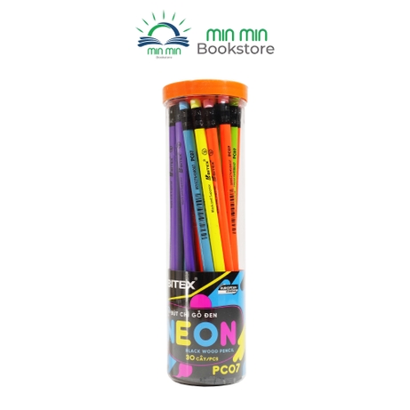 Combo 10 cây/1 lon ( 30 cây) Bút chì đen BITEX 2B Neon - Ruột chì  chất lượng cao, mềm và dễ chuốt -PC07 