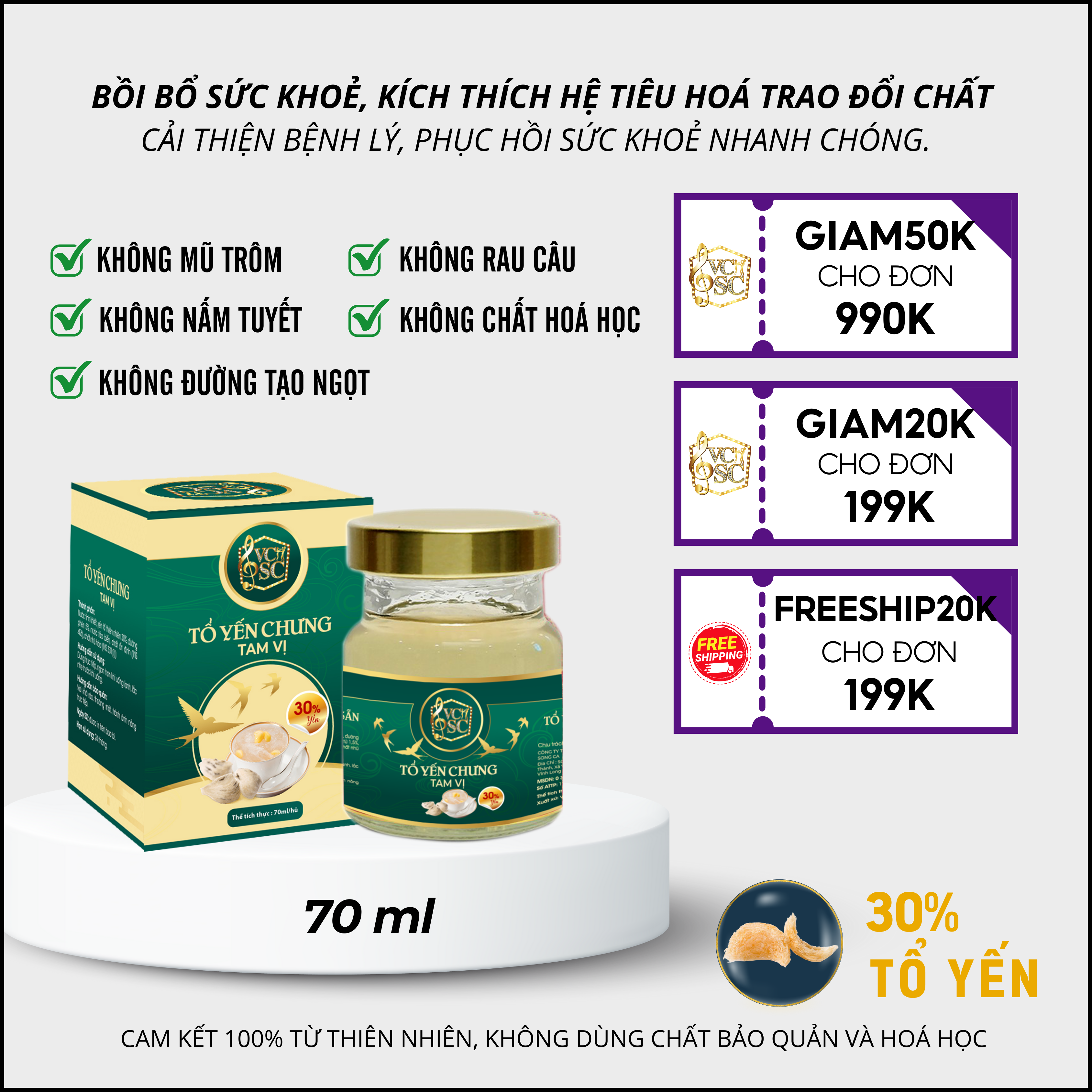 ( 20 HỦ ) Yến Chưng Tam Vị VCSC - Bồi bổ sức khoẻ