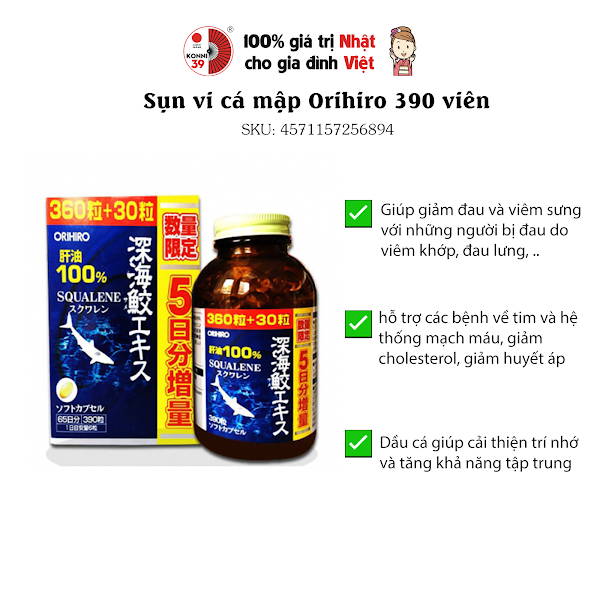 Sụn vi cá mập Orihiro 390 viên