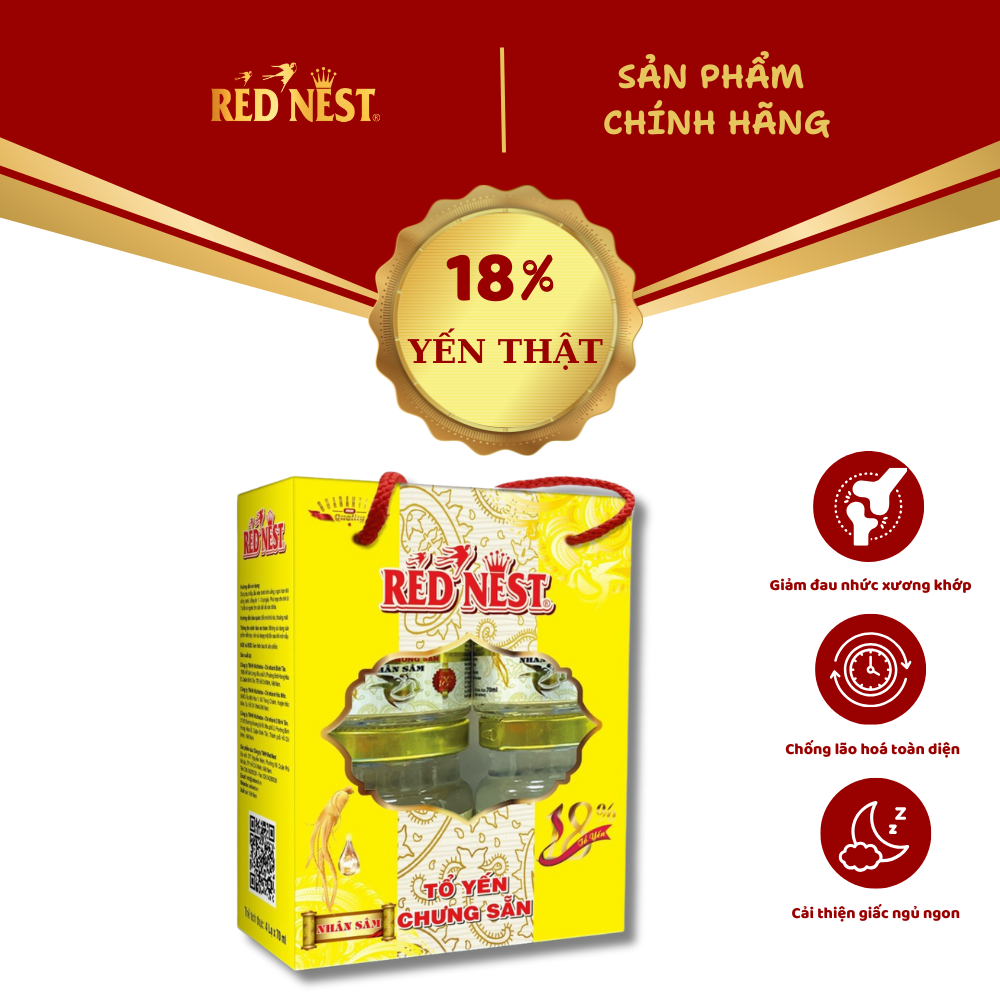 YẾN SÀO KHÁNH HÒA CHƯNG SẴN NHÂN SÂM 18% XÁCH 4 REDNEST