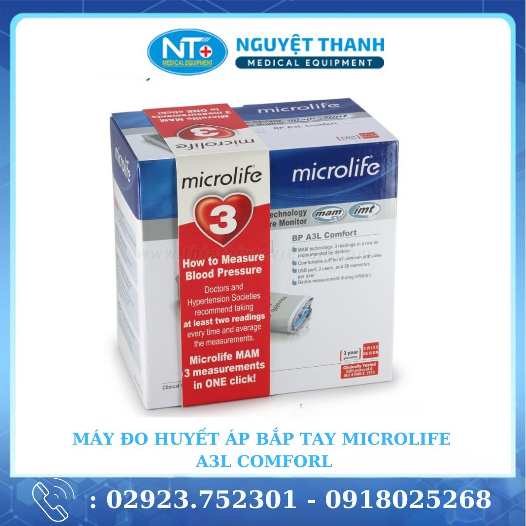 Máy Đo Huyết Áp Điện Tử Bắp Tay Microlife BP A3L Comfort