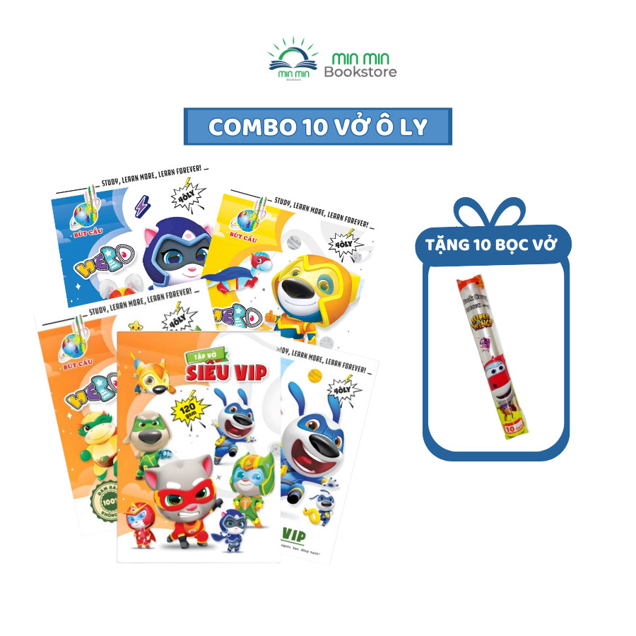 Combo 10 Tập Vở 4 Ô Ly - Vở Học Sinh 96 Trang Nhiều Mẫu Mã Cute - Quà Tặng Dụng Cụ Học Tập