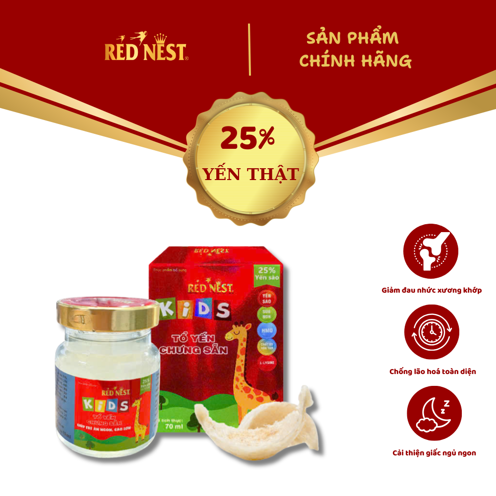 TỔ YẾN RED NEST CHƯNG SẴN KIDS 25% - LỌ