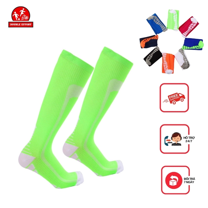 [FREESHIP] Tất thể thao dáng dài đến gối DOUBLE EFFORT TDD01 cho chạy bộ, đạp xe, bóng chuyền, bóng rổ… màu sắc rực rỡ, thời trang, êm, co giãn tốt, tất thể thao unisex phù hợp đi học, đi chơi