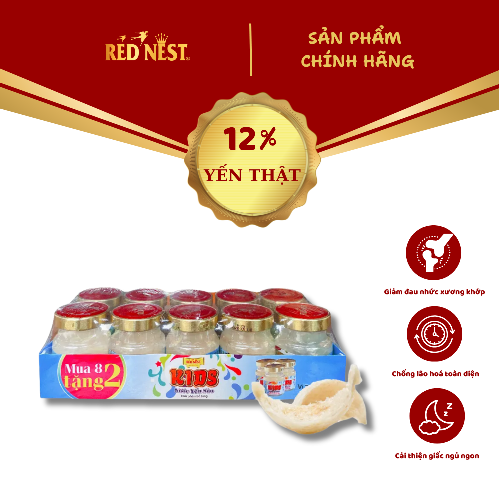 NƯỚC YẾN SÀO KIDS 12% LỐC 8+2 RED NEST