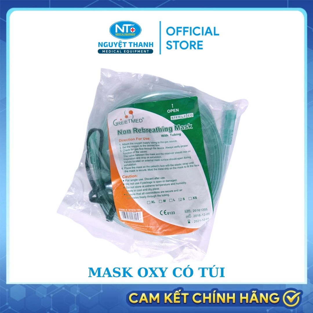 Mặt Nạ Thở Oxy Có Túi (MASK OXY) Greetmed  Size Người Lớn vàTrẻ em