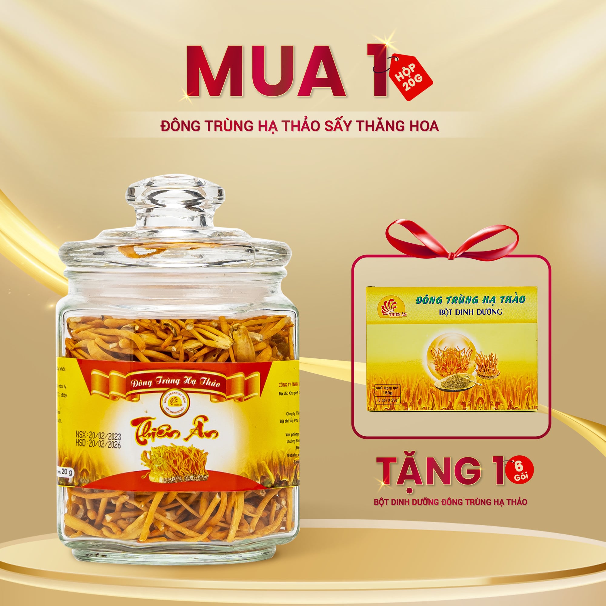 Hũ 20 Gram Đông Trùng Hạ Thảo Sấy Thăng Hoa Thiên Ân