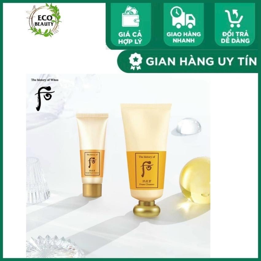 Sữa rửa mặt sạch sâu, chống lão hóa, da mềm mại Whoo Facial Foam Cleanser (Whoo vàng) 180mL