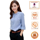 [HCM]Áo sơ mi công sở cổ trụ cách điệu-MS0100A