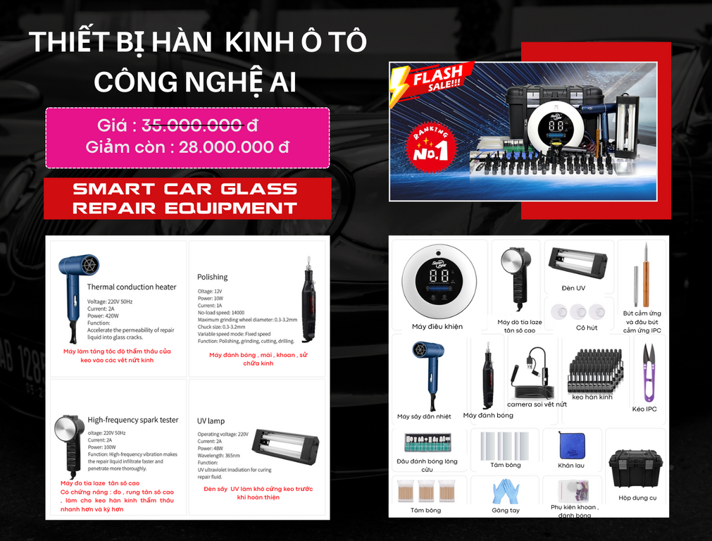 BỘ THIẾT BỊ HÀN KÍNH  SMART CAR GLASS