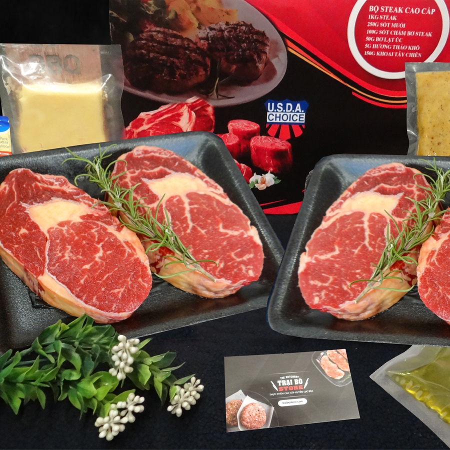 Chilled Ribeyes steak box (bộ steak thăn lưng bò Úc thịt mát)