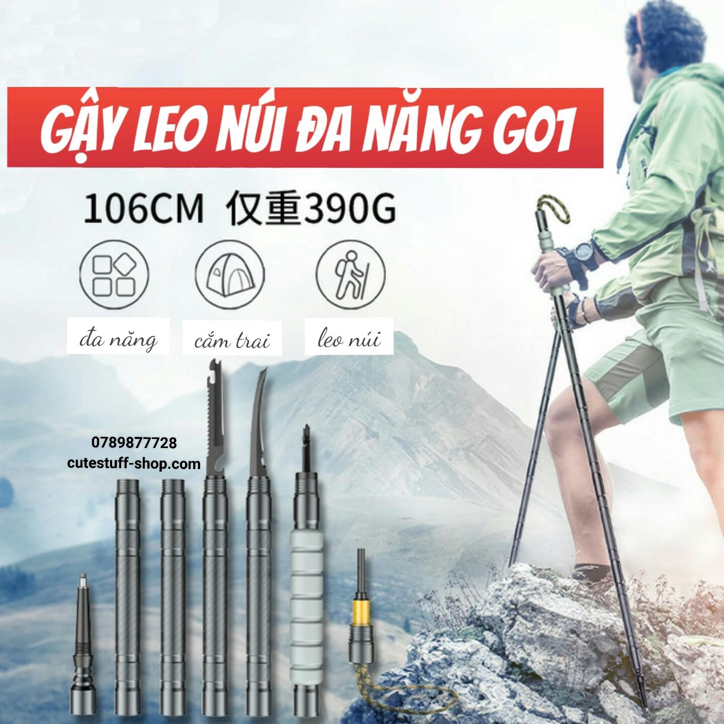 Gậy đi bộ leo núi tự vệ đa năng Multifunction Trekking Pole G01