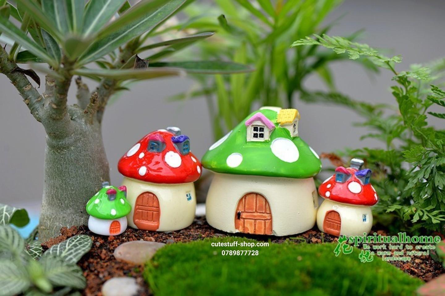 Phụ kiện tiểu cảnh Nhà nấm size nhỏ