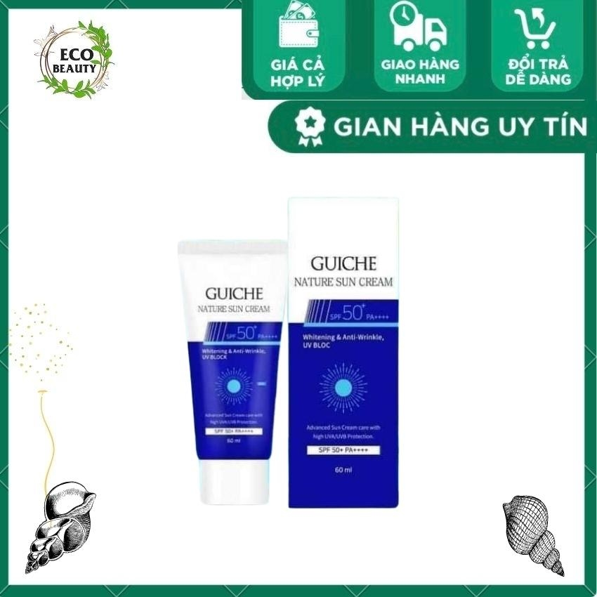 [HÀNG MỚI CHÍNH HÃNG + QUÀ] KEM CHỐNG NẮNG GUICHE NATURE SUN CREAM Chỉ số PA tăng 4(++++) - Thêm ánh hồng tự nhiên nhẹ thật tông 60mL