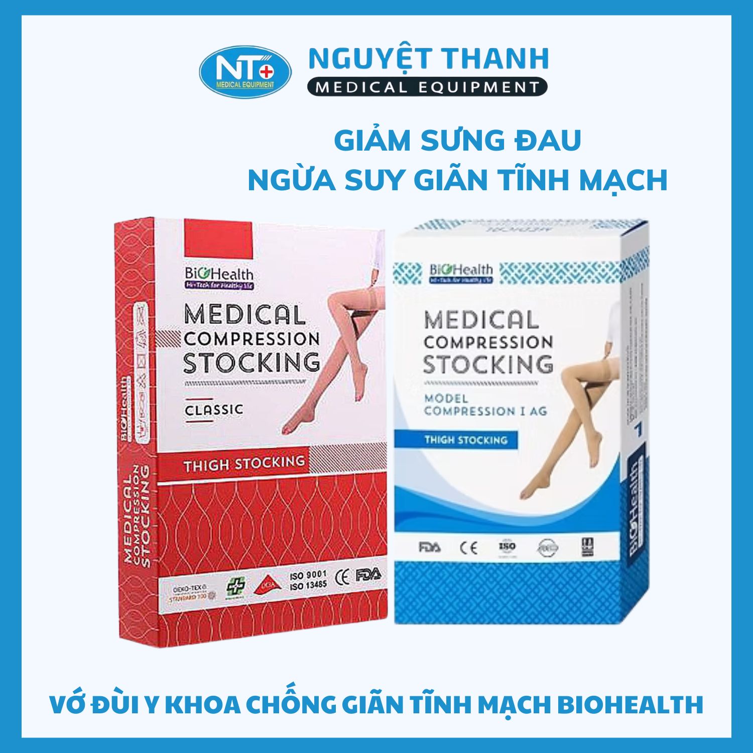 Vớ Đùi Y Khoa Biohealth - Hổ Trợ Điều Trị Suy Giãn Tĩnh Mạch - 1 Đôi/ Hộp