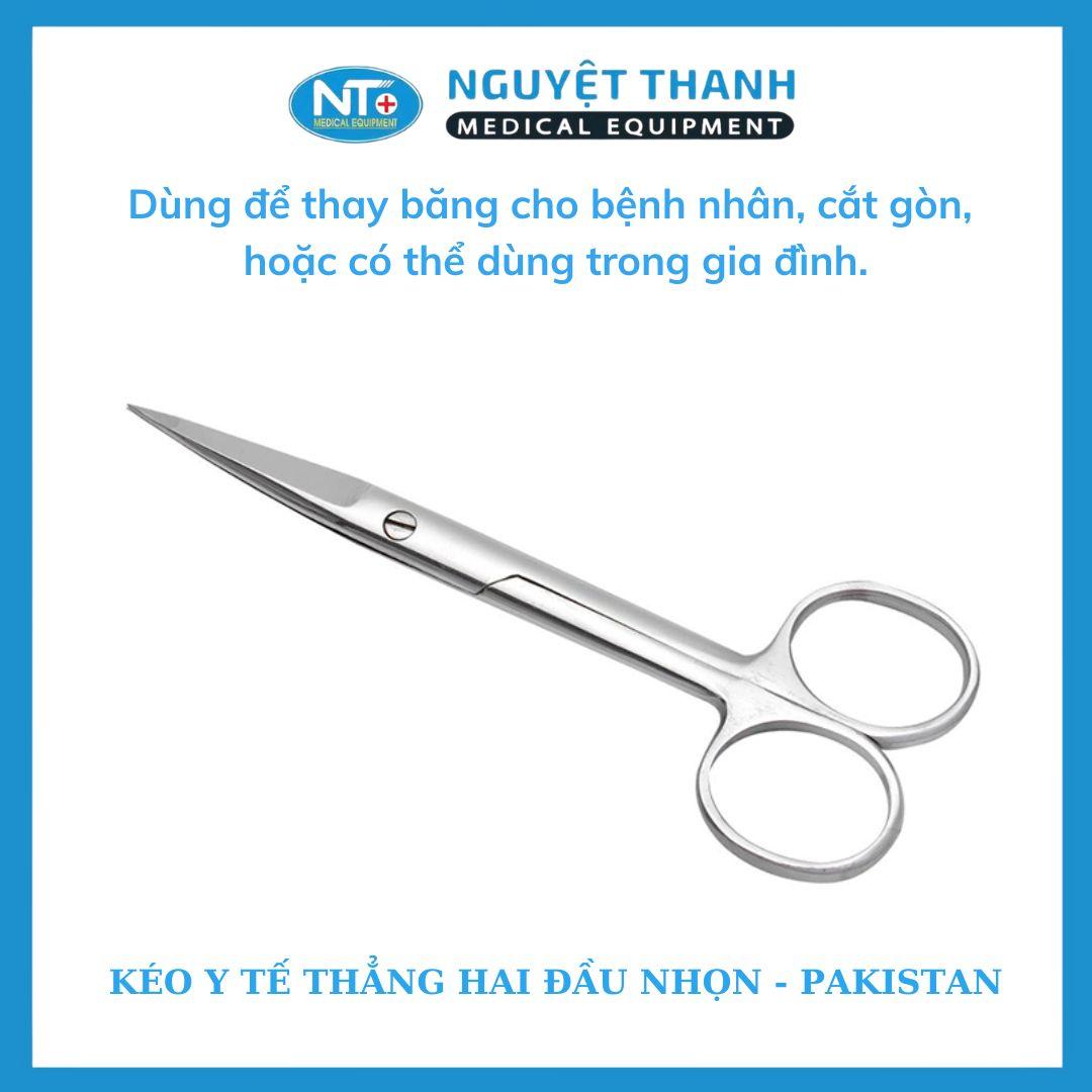 Kéo Y Tế Thẳng Hai Đầu Nhọn - PAKISTAN  (10cm, 12cm)