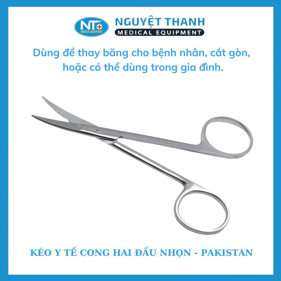 Kéo Y Tế Cong Hai Đầu Nhọn - PAKISTAN (10cm, 12cm)