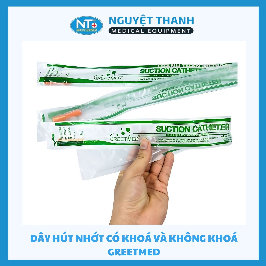 Dây hút nhớt (đàm) Greetmed, có khóa hoặc không khóa, chất liệu nhựa, size 6 đến 18