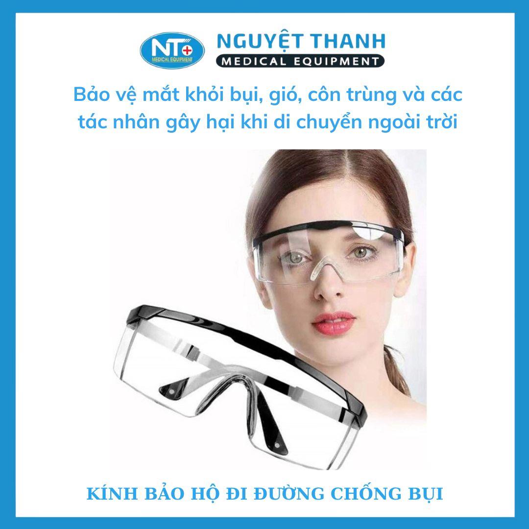  Kính Bảo Hộ Đi Đường Chống Bụi (Tròng Trắng, Gọng Đen)