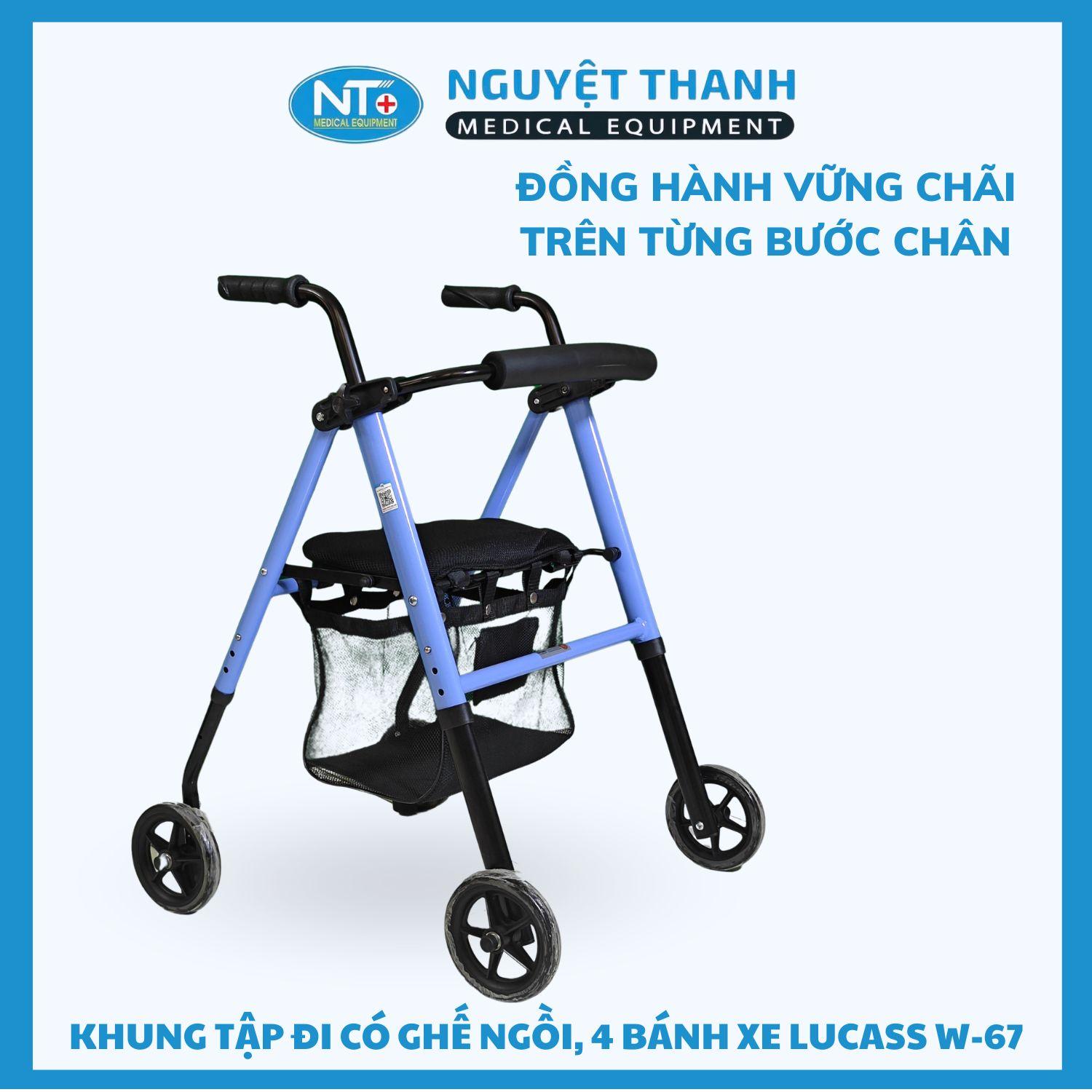 Khung Tập Đi Có Ghế Ngồi, 4 Bánh Xe Lucass W-67  
