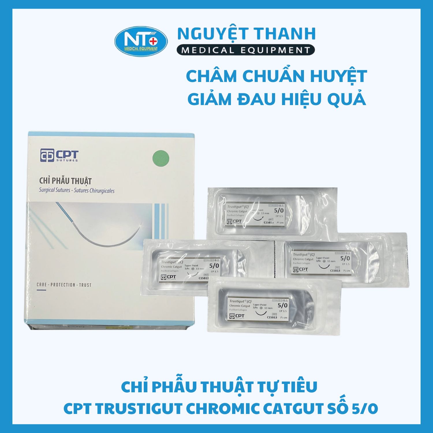 Chỉ Chromic Catgut 5/0 CPT Kim Tròn