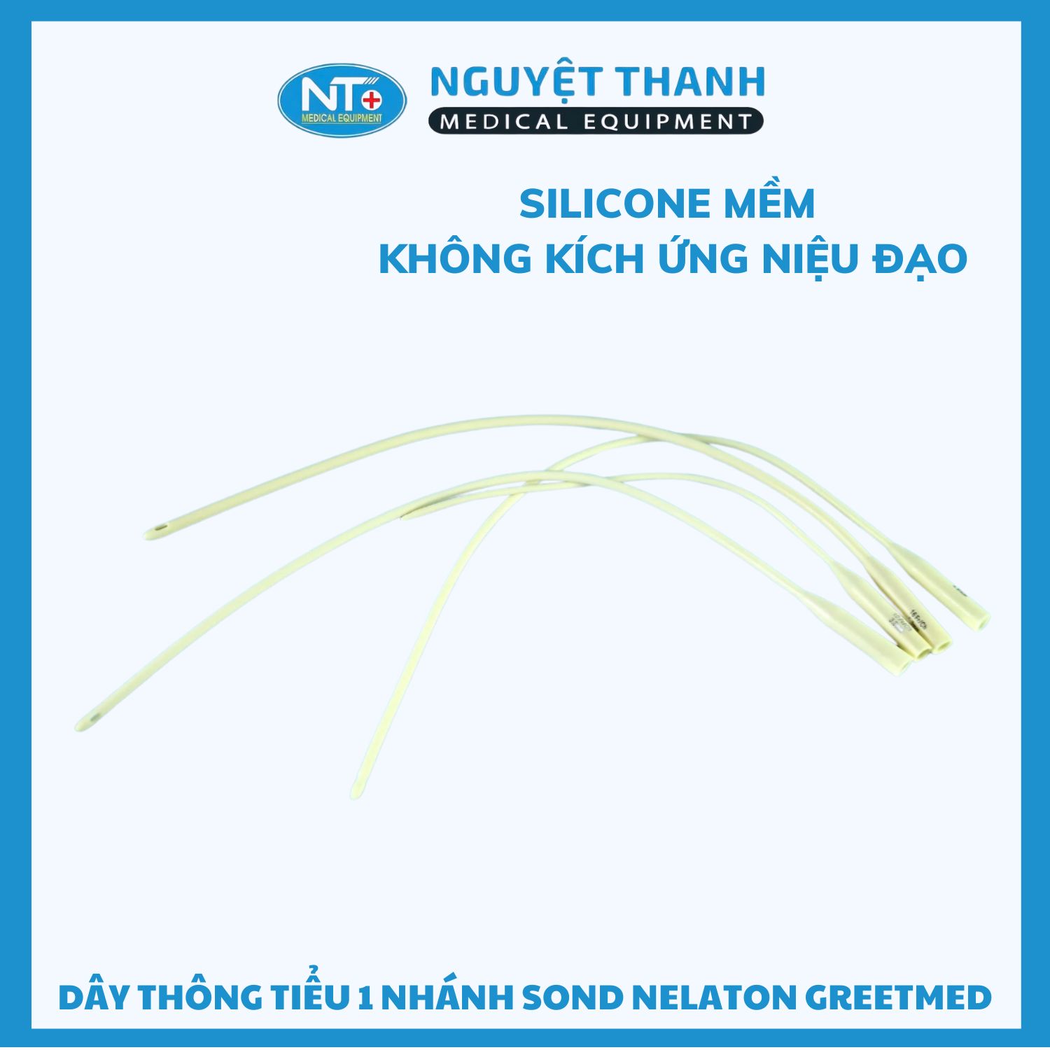 Dây thông tiểu 1 nhánh Sond Nelaton Greetmed, chất liệu cao su, size 8 đến 18