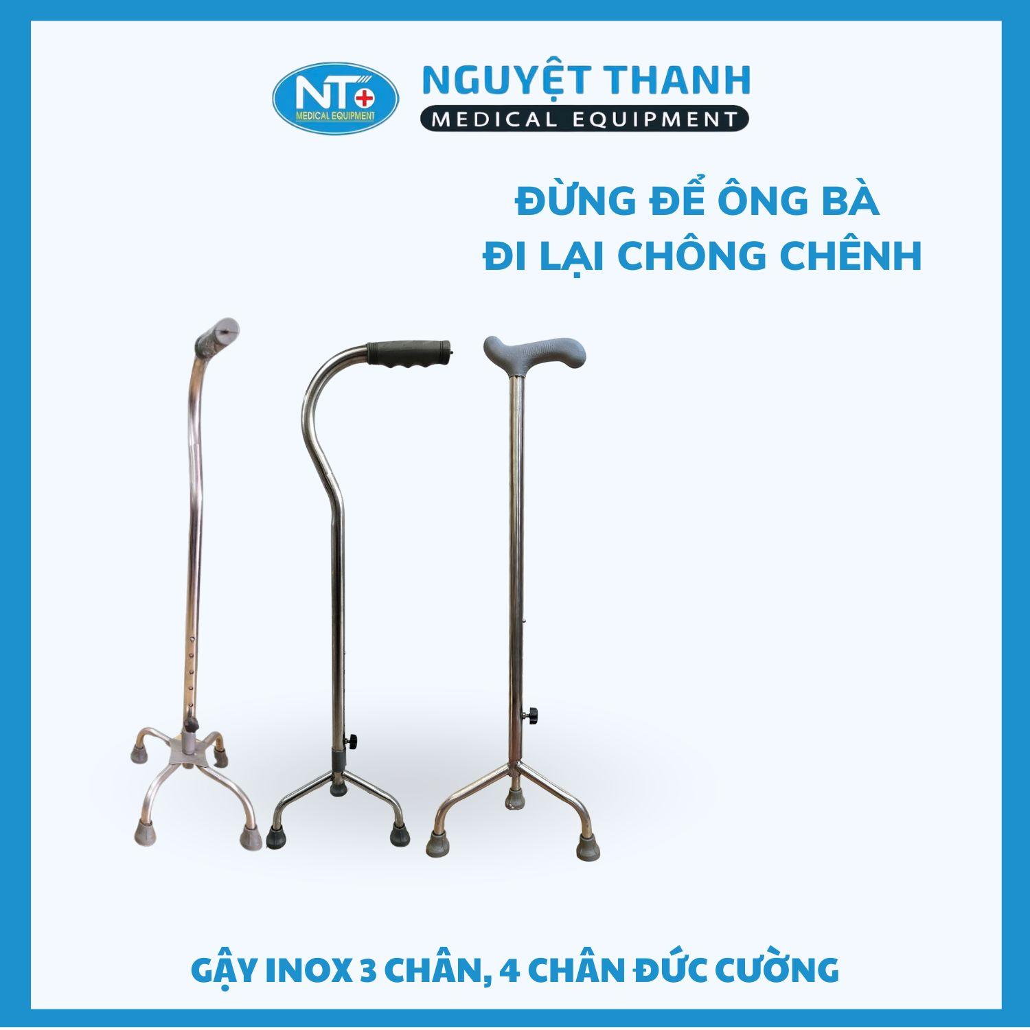 Gậy Inox Đức Cường - 3 Chân, 4 Chân, Hỗ trợ đi lại an toàn, hiệu quả.