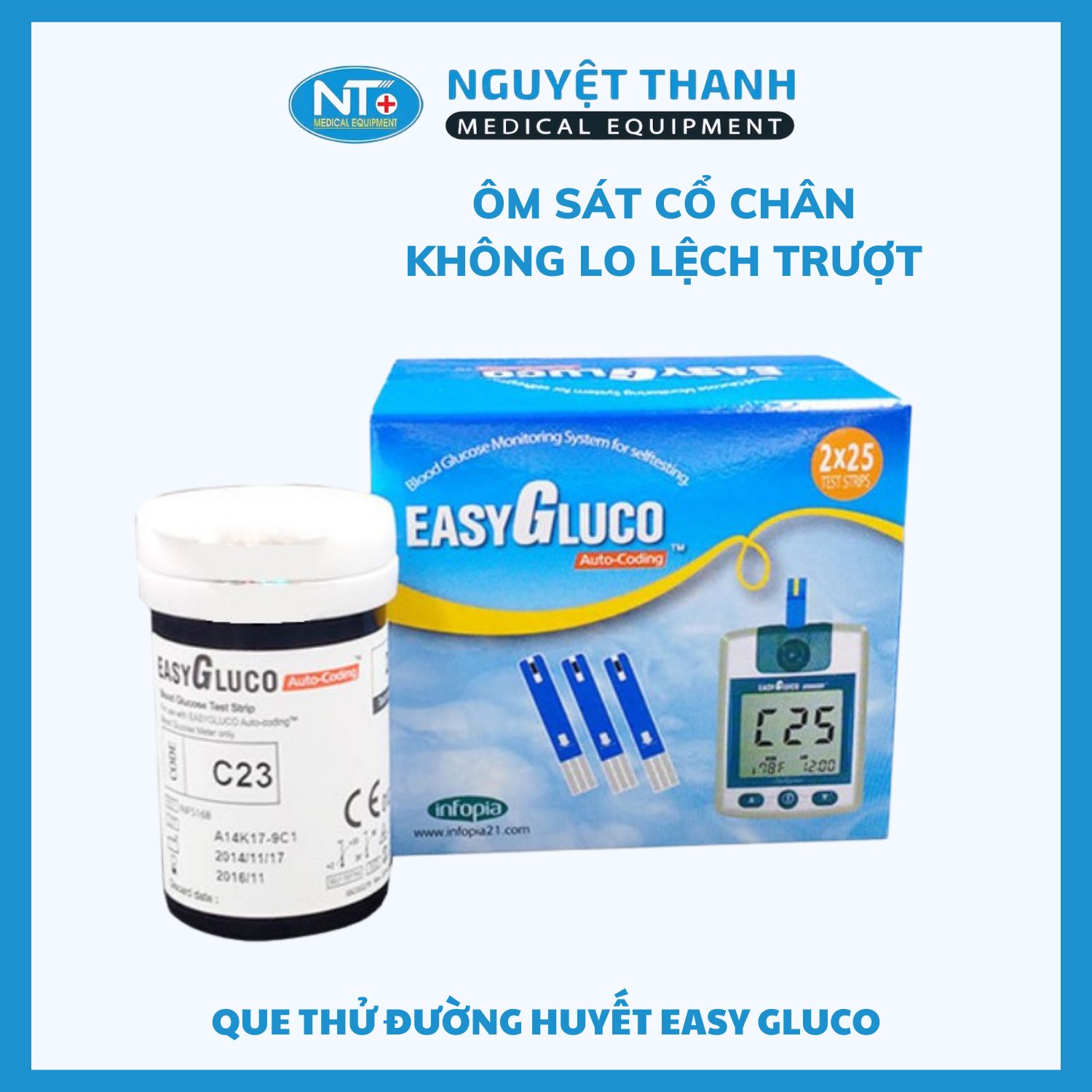 Que Thử Đường Huyết Easy Gluco - Lọ 25 Que