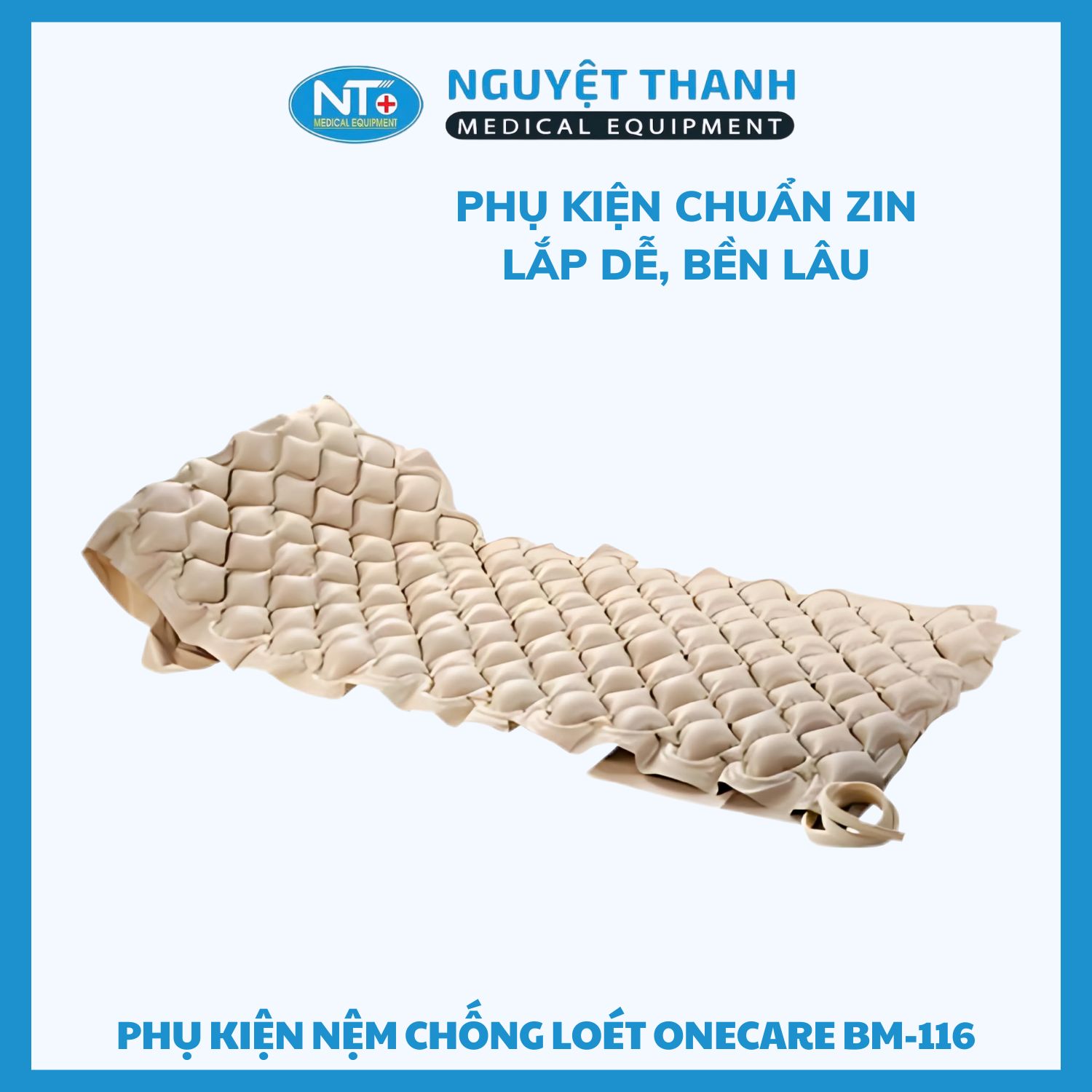 Phụ kiện túi hơi nệm chống loét BM-116, thiết kế ống khí xen kẽ giúp giảm áp lực tì đè, dùng cho người nằm lâu ngày.
