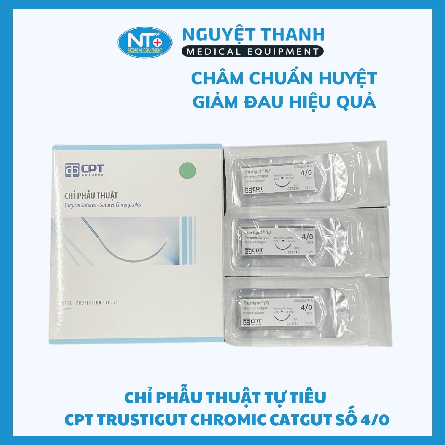 Chỉ Chromic Catgut 4/0 CPT Kim Tam Giác 