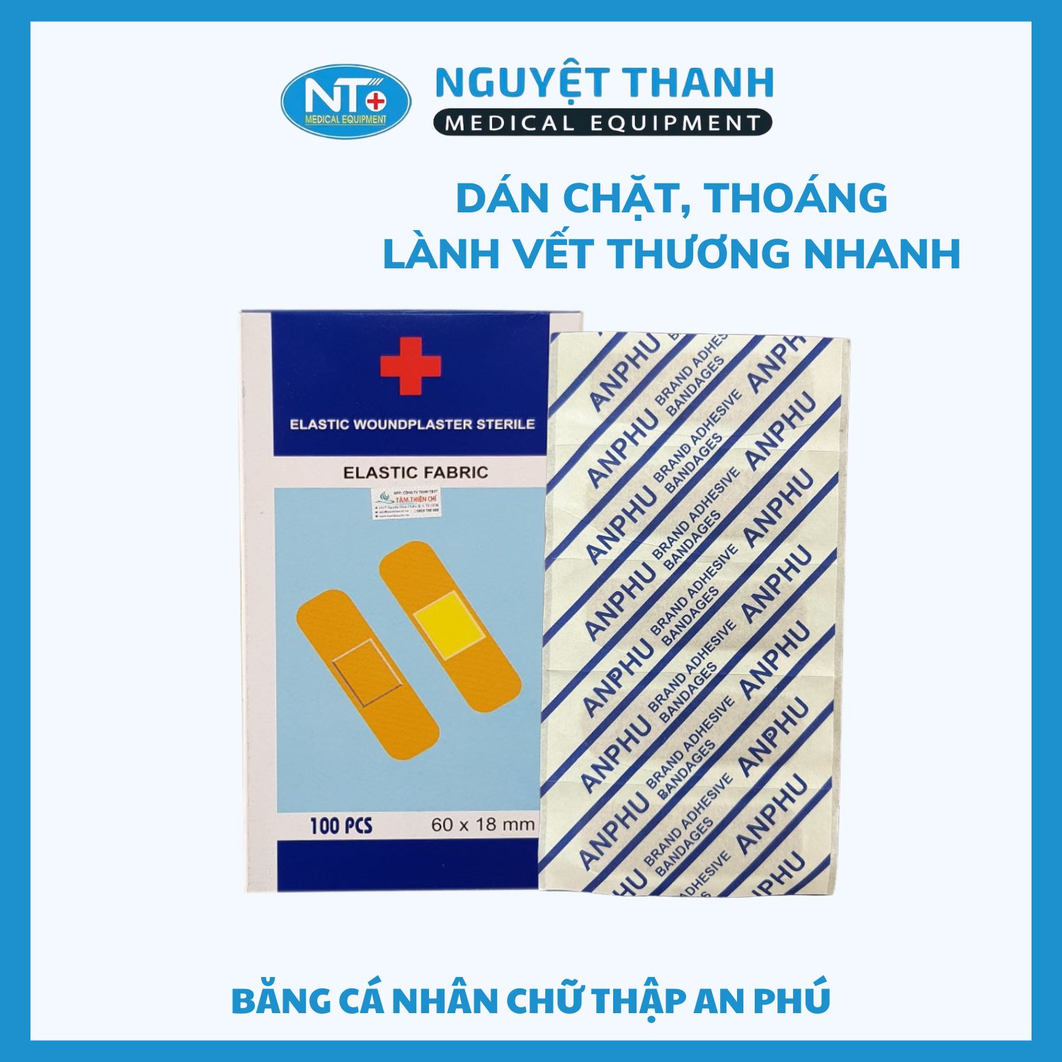 Băng cá nhân An Phú hình chữ thập, vải không dệt, hộp 100 miếng