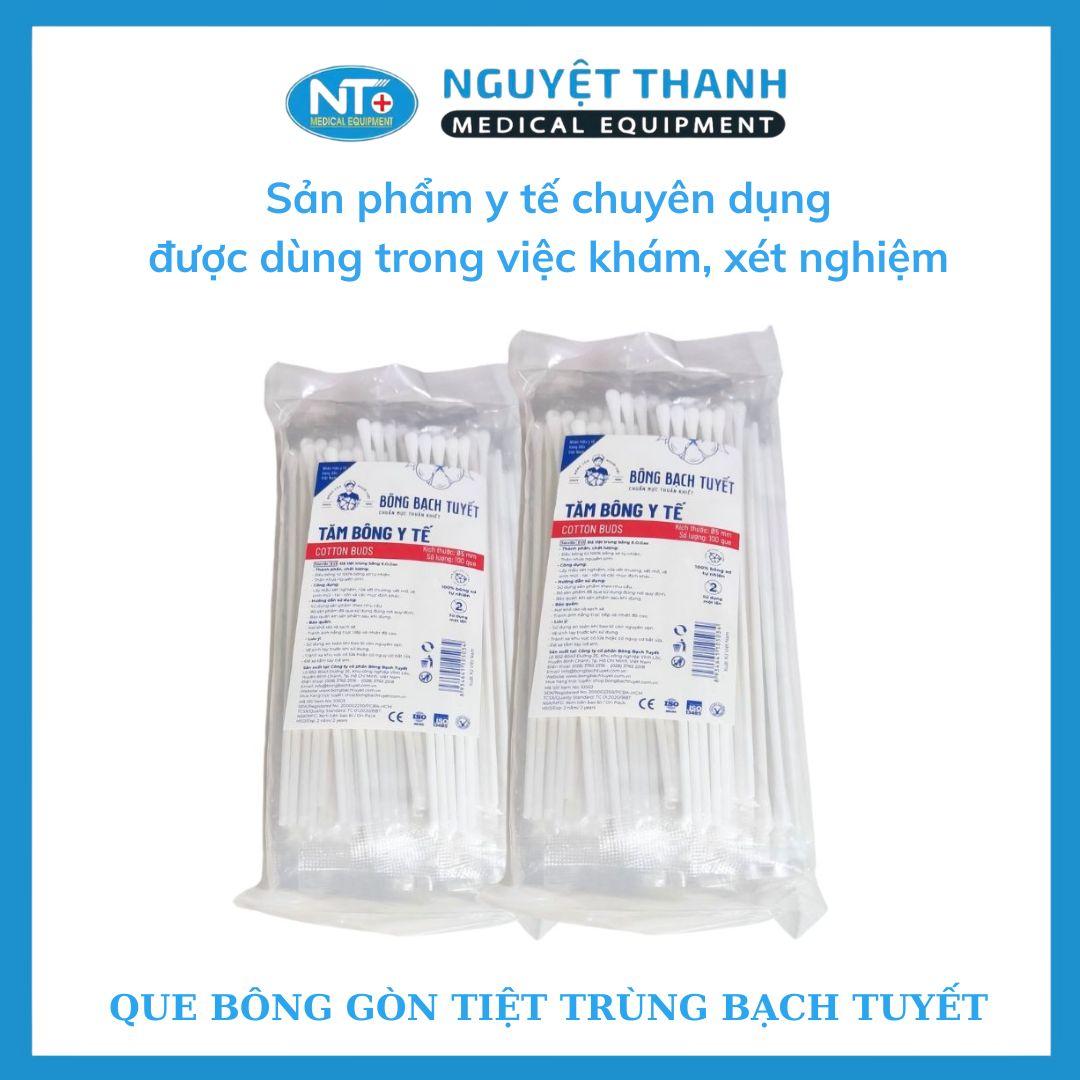 Tăm Bông - Que Gòn xét nghiệm Bạch tuyết (Gói 5 cây) Bịch 100 Que