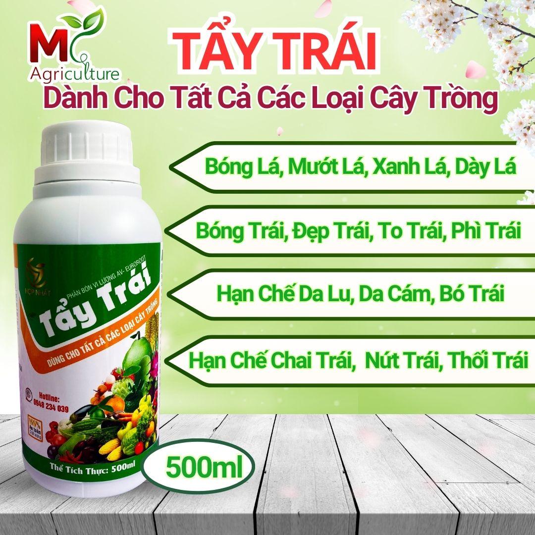 Phân bón lá - TẨY TRÁI, Chai 500ml, Sáng trái, Xóa lem vết bệnh, dùng cho tất cả các loại cây trồng