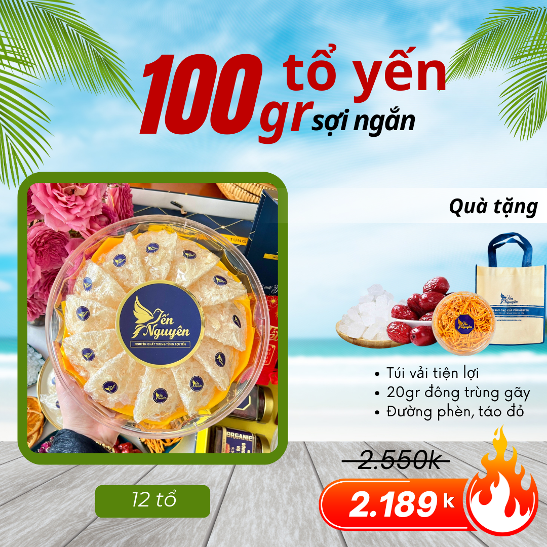 100GR TỔ YẾN SỢI NGẮN - TẶNG TÚI VÀ GIA VỊ CHƯNG YẾN