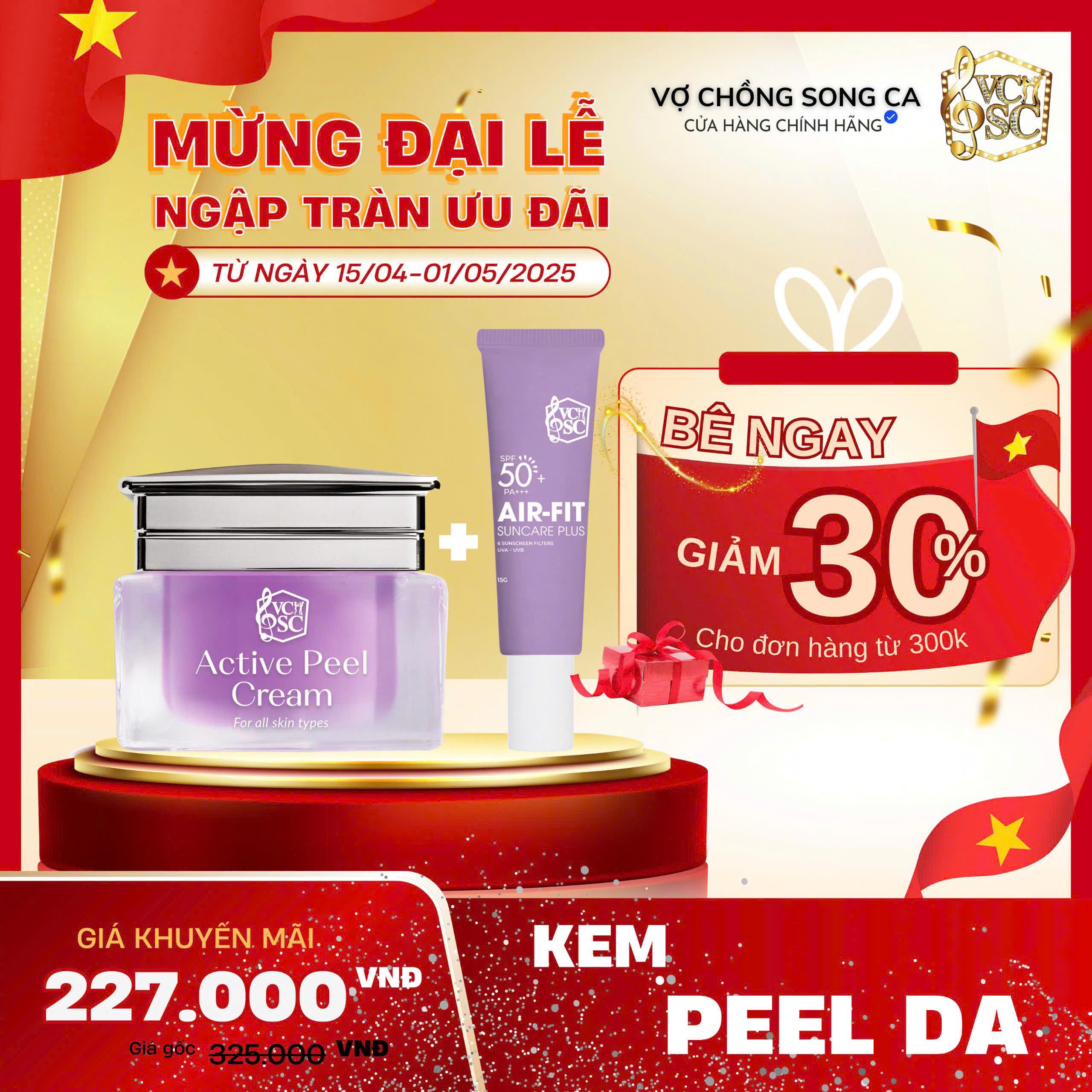  Peel Da Phục Sinh VCSC [ tặng 1 chống nắng nhỏ 15GRAM ]  Không sưng, Nhanh Bông [từ 3-7 ngày]