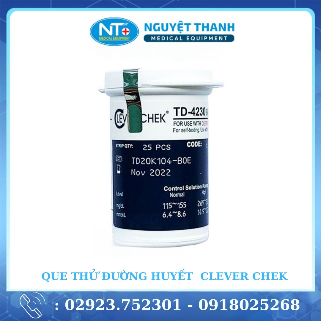 Que Thử Đường Huyết Clever Chek (Lọ 25 Que)