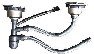 Xả chậu inox 2 hộc D140