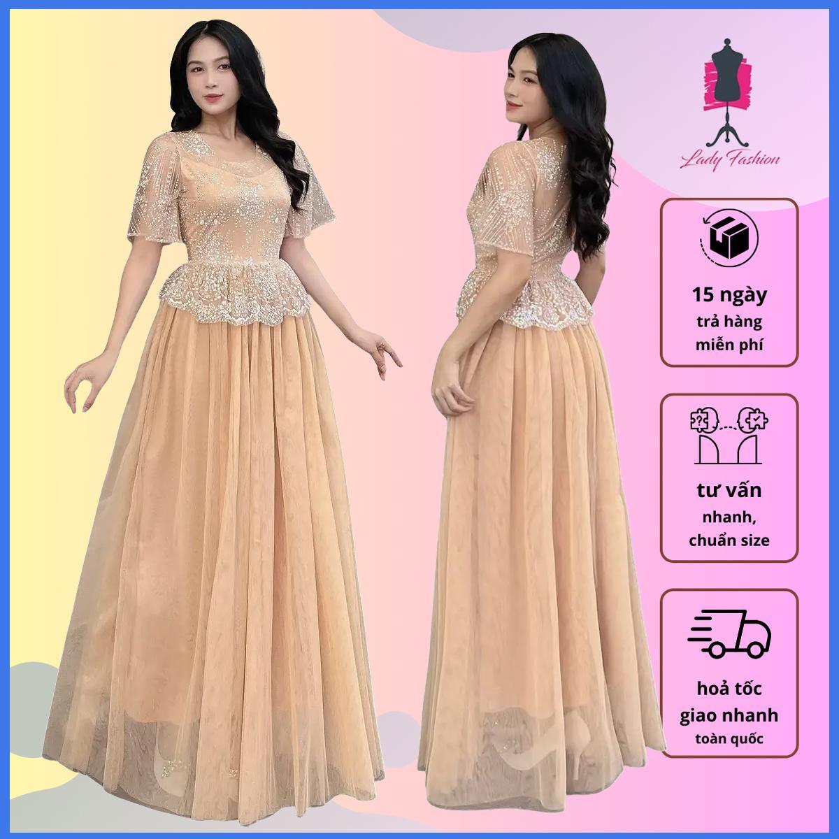 Đầm dự tiệc tiểu thư phối kim tuyến lung linh D0155 - LADY FASHION