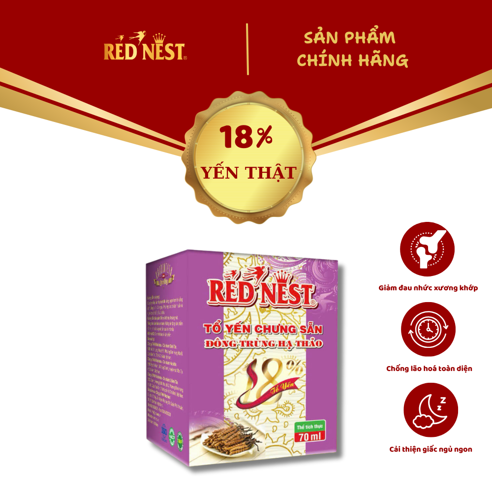 YẾN SÀO KHÁNH HÒA CHƯNG SẴN ĐÔNG TRÙNG HẠ THẢO 18% LỌ REDNEST