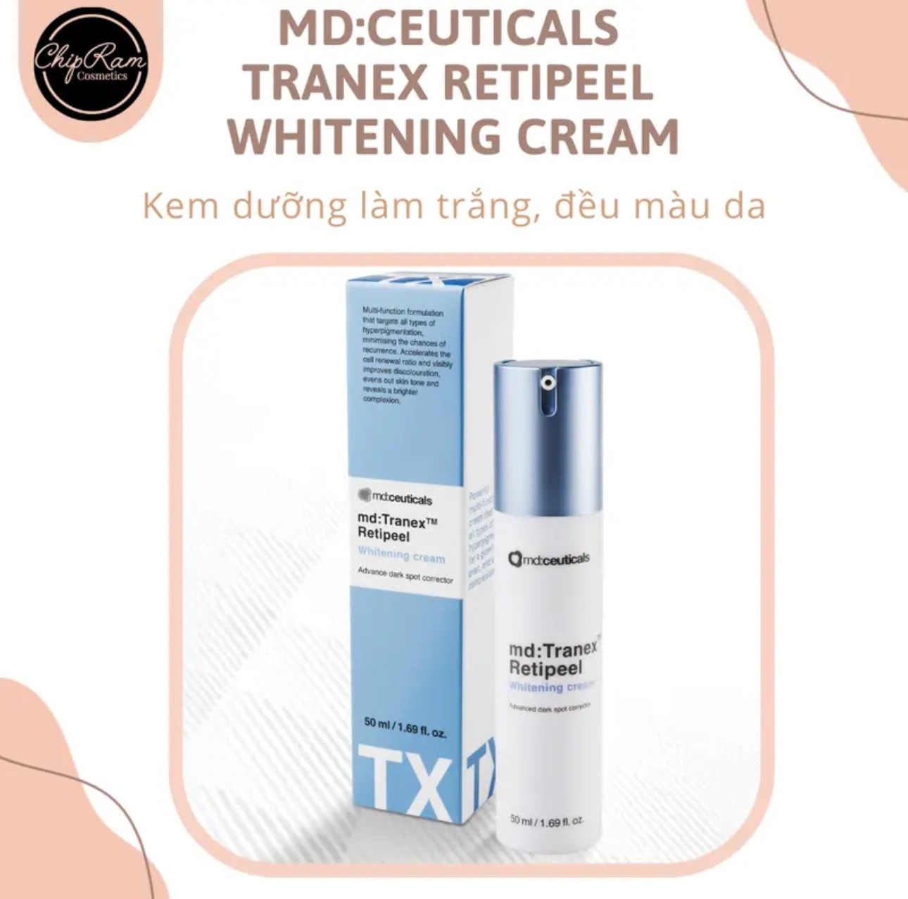 Kem dưỡng làm trắng, đều màu da & loại bỏ tăng sắc tố  Retipeel Whitening cream