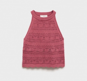 Openwork knit cotton top_girl