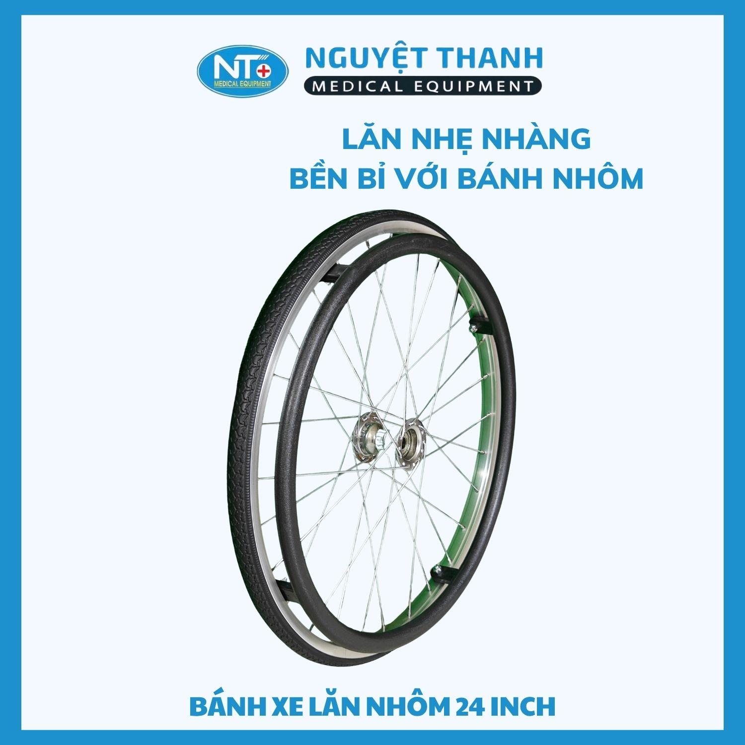 Bánh xe lăn 20 inch dạng căm có vành lăn và vòng bi, phù hợp xe Lucass X-63L, One-X MS863