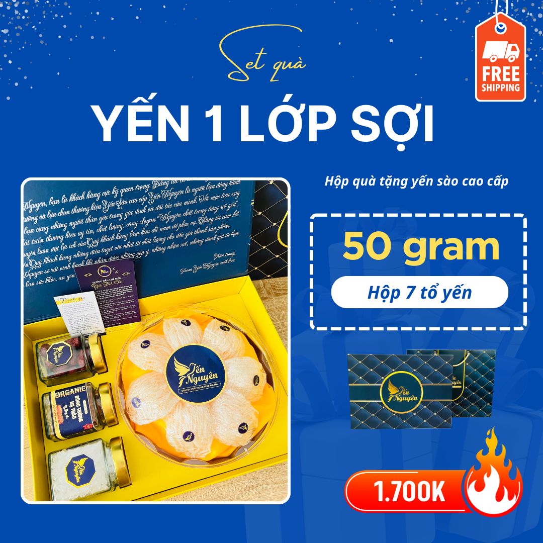 HỘP QUÀ 7 TỔ YẾN 1 LỚP SỢI - MUA 01 TẶNG 03