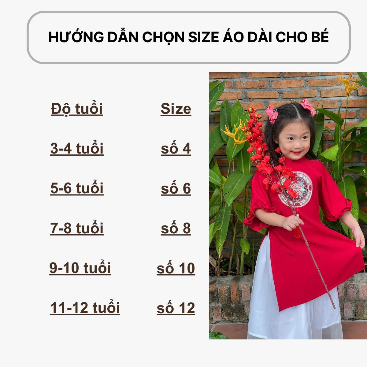 Áo dài đỏ ngày tết chi bé kèm phụ kiện- B01 LADY FASHION