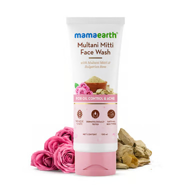 Sữa rửa mặt Multani Mitti & Hoa hồng Bungari kiểm soát dầu và trị mụn - Mama Earth Face Wash 100ml