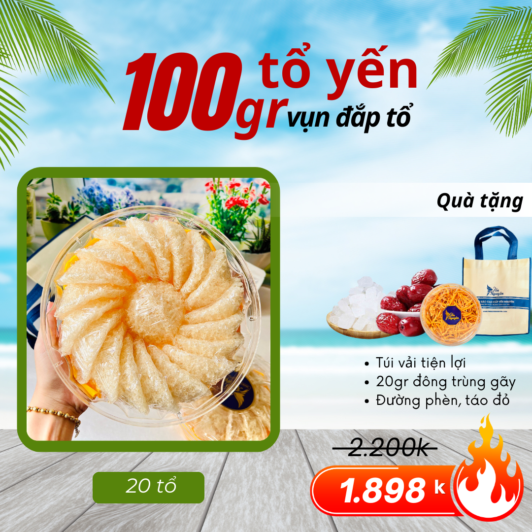 100gr TỔ YẾN VỤN ĐẮP TỔ - TẶNG TÚI VẢI VÀ GIA VỊ
