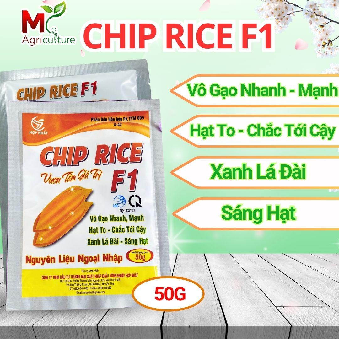Phân bón lá - CHIP RICE F1, Gói 50gram, Giúp lúa trổ rộ, cứng cây,  vào gạo nhanh, lúa chín đồng loạt
