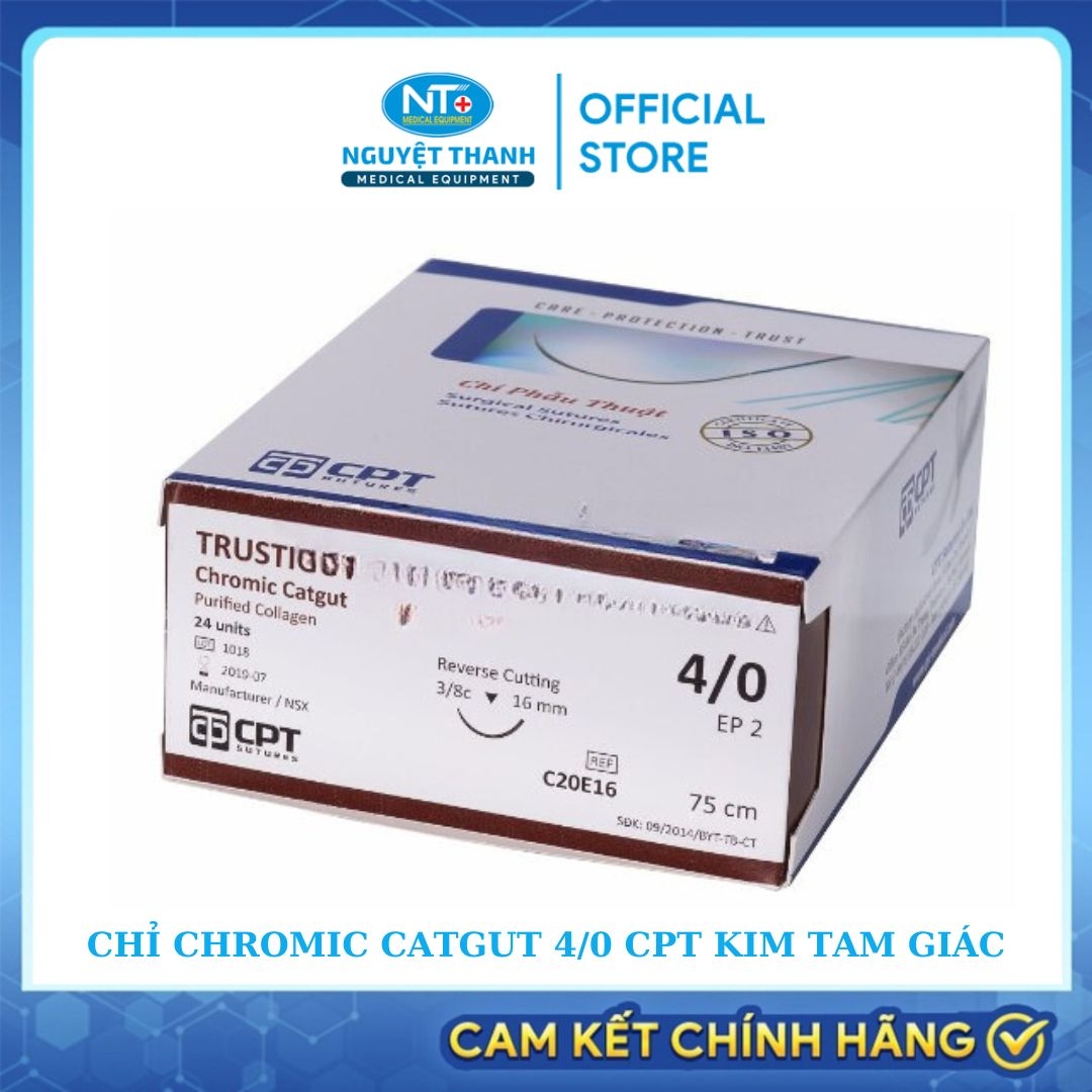 Chỉ Chromic Catgut 4/0 CPT kim tam giác 